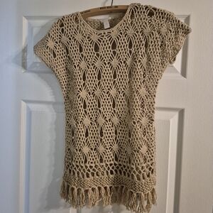 Chico's Tan Crochet Knit Top